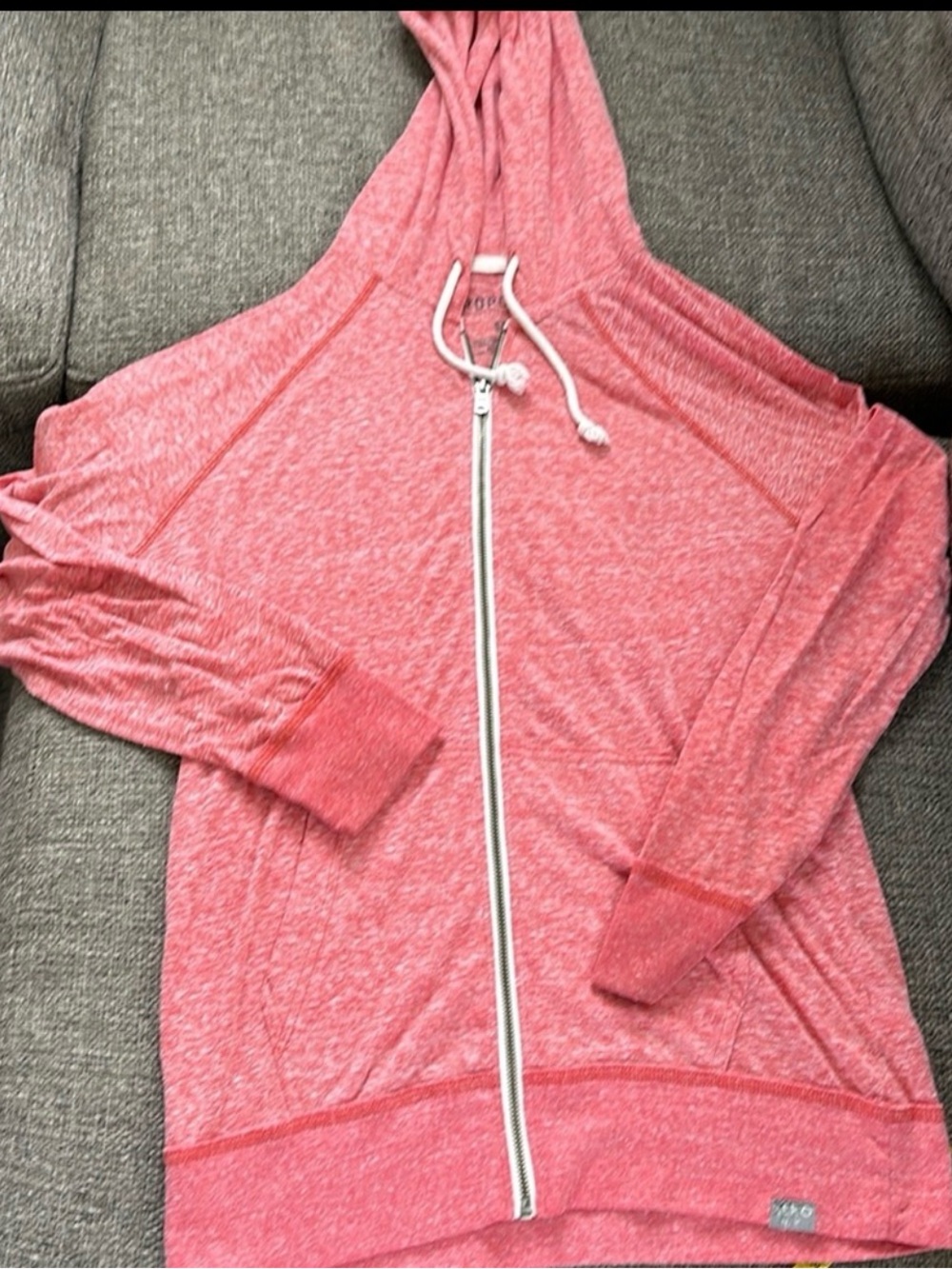 Aeropostale Men's Red Heather Knit Full Zip Up Hoodie Sweatshirt Sz S ❤️